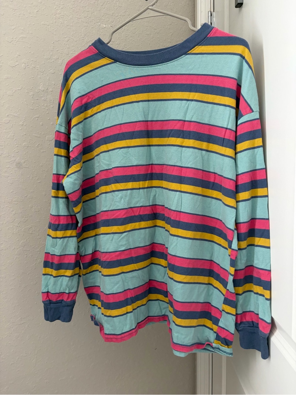 SO Striped Long Sleeve Top in Aqua, Pink, Mustard & Navy